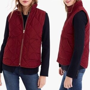 J. Crew Mercantile Excursion Quilted Puffer Vest Burgundy Women's S Small